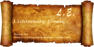 Lichtenberg Elemér névjegykártya